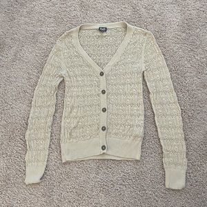 D&G Dolce & Gabbana Beige Crochet Knitted Cardigan